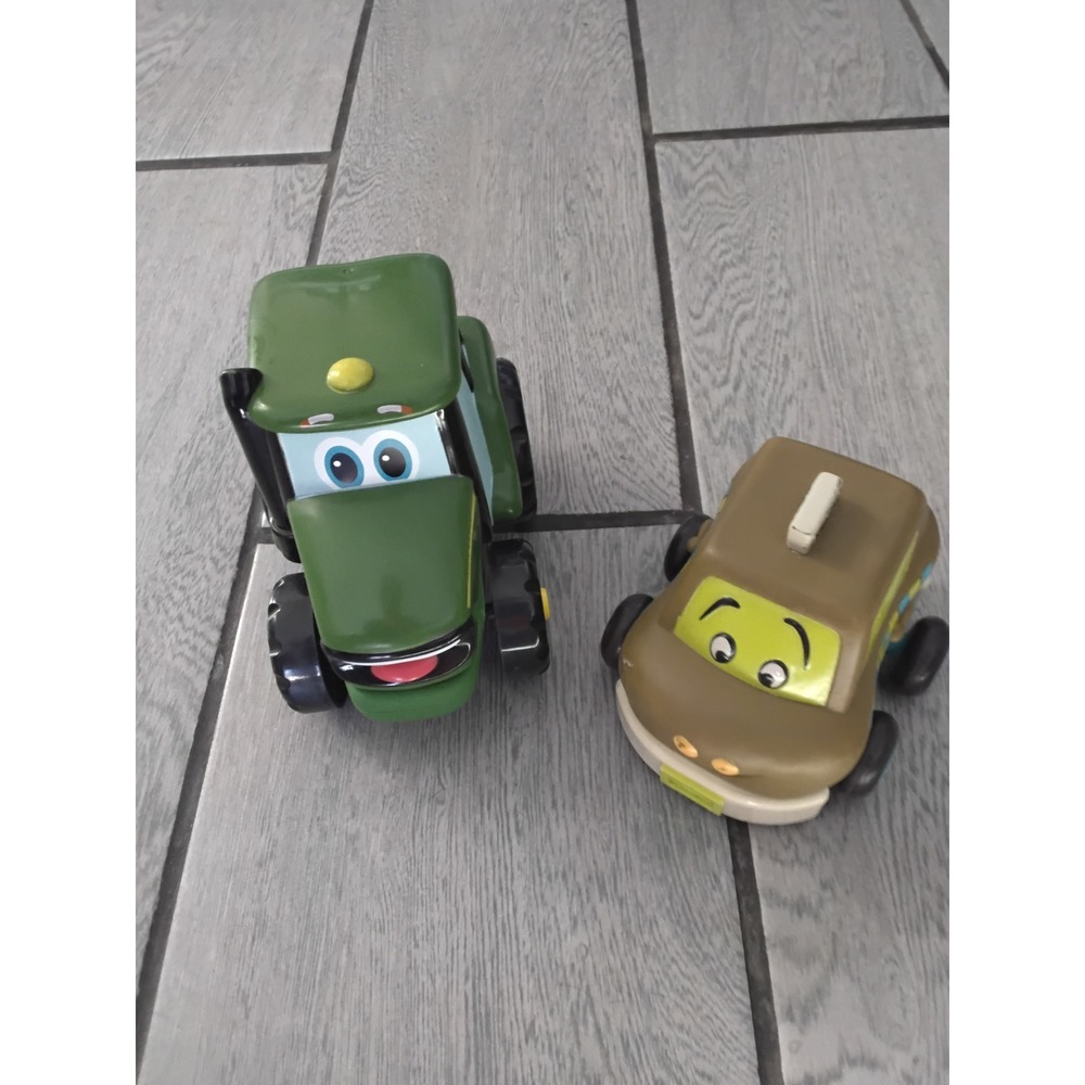 Tomy Johnny Tractor and Friends Toy Vehicle Set Green Tractor and Brown Van